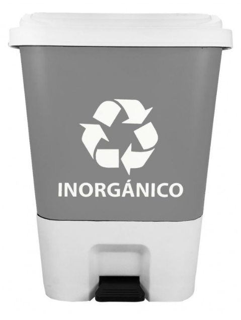 CESTO DE PEDAL 17LTS CON IMPRESIÓN INORGANICO CON CUBETA VERDE (8511IN) "SABLON"